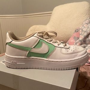 custom green nike air force ones